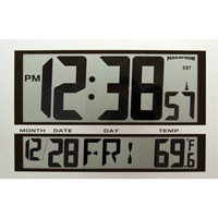 Jumbo Clock, Digital, Battery Operated, 16.5" W x 1.7" D x 11" H, Silver XD075 | OSI Industrial Sales